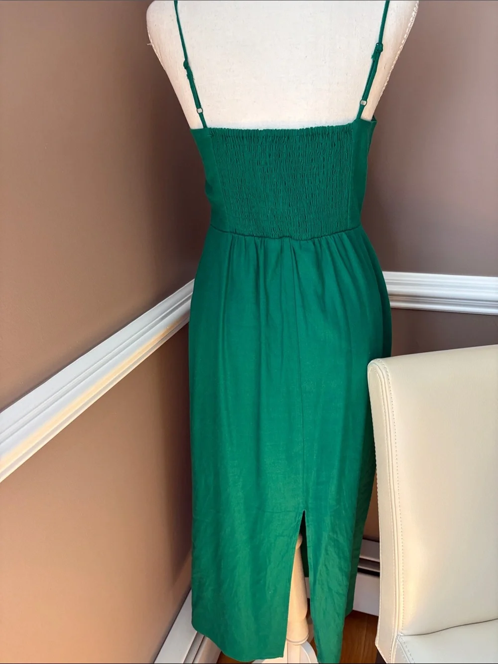 Rachel Zoe Emerald Green Spaghetti Strap Midi Dress - Picture 2 of 5